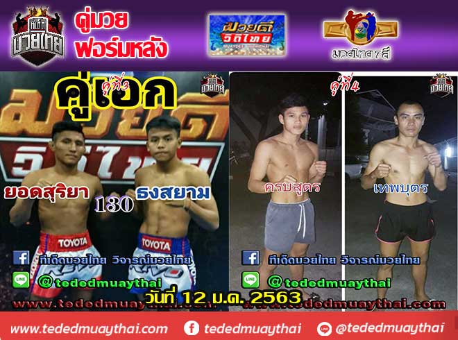 รวมคู่มวยฟอร์มหลัง วันอาทิตย์ที่ 12 มกราคม 2563